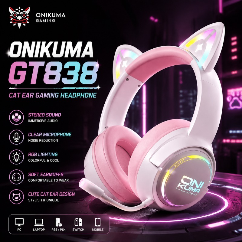 Gaming Console Apple - ONIKUMA GT838 Gaming Headset Cat Ear