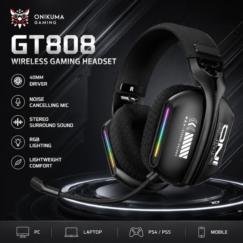 Gaming Console Apple - ONIKUMA GT808 Gaming Headset Wireless Bluetooth