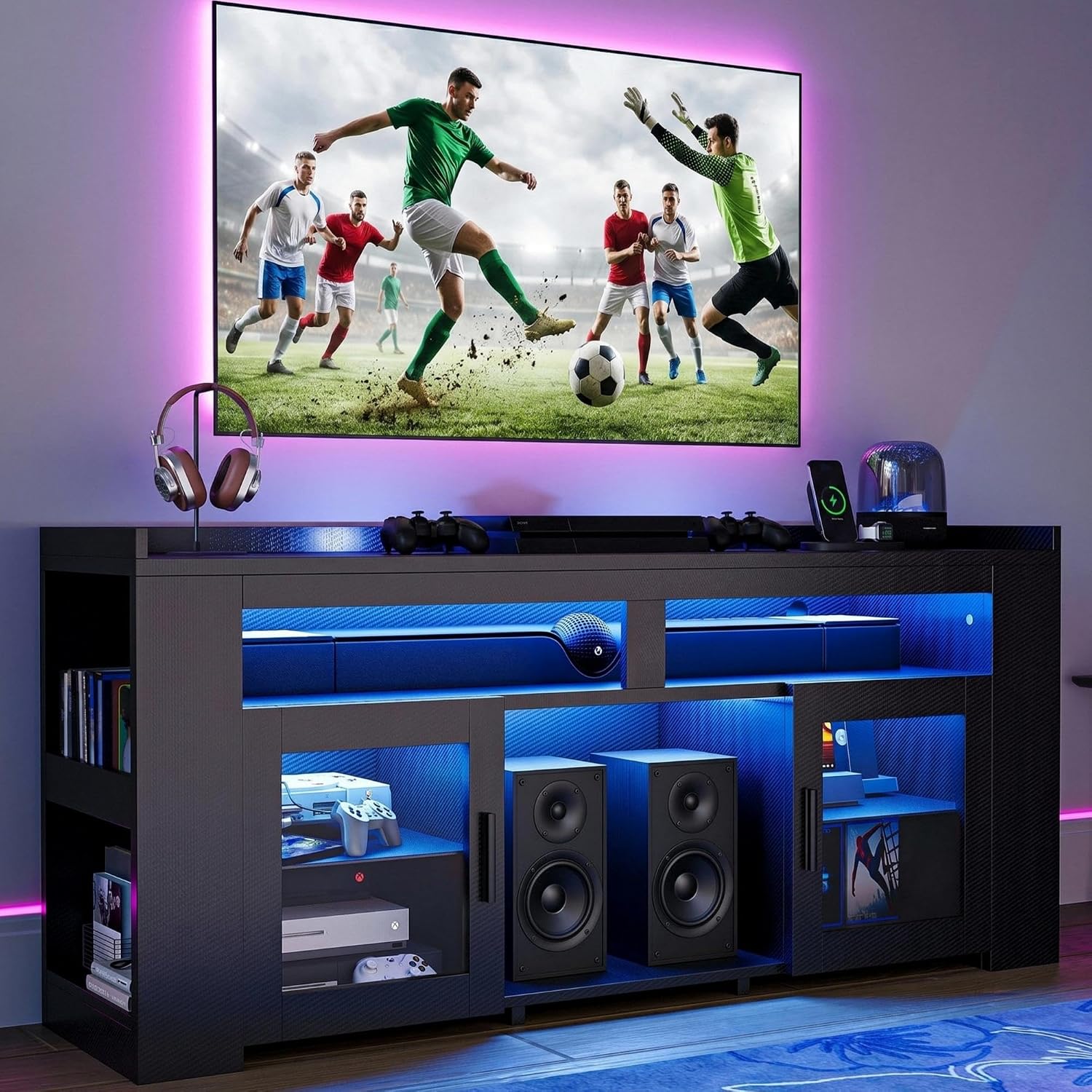 TV Stand with Charging Station - Gaming Console Room review and price