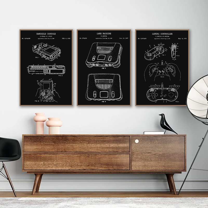 Vintage Game Console Blueprint - Gaming Console Picture review and price