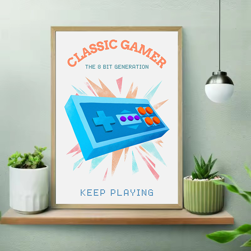 Retro Colorful Gamer with Joys - Gaming Console Picture review and price