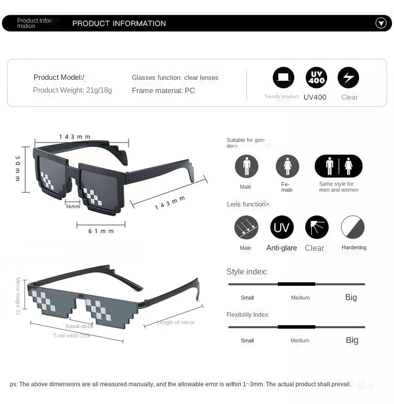 Mosaic For Men And Women Pixel - Gaming Glasses Uv review and price