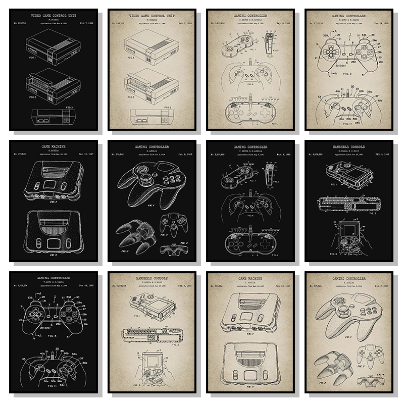 Vintage Game Console Blueprint - Gaming Console Picture review and price
